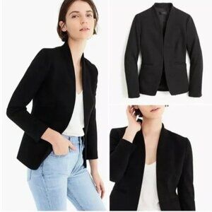 J. Crew Black Going Out Blazer Jacket Open Front Stretch Twill Career Women's 0